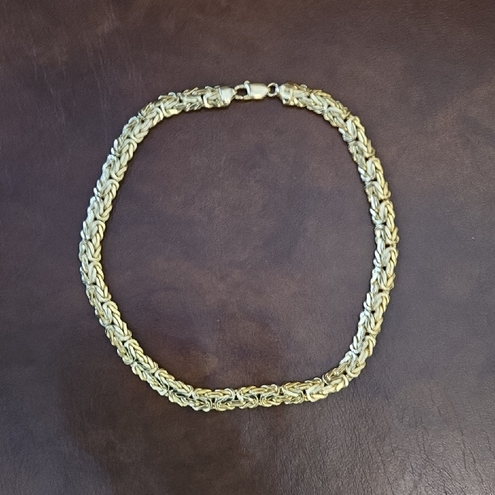 VINTAGE LUXURIOUS 14K YELLOW GOLD BYZANTINE CHAIN NECKLACE 16 INCH LOBSTER CLAW - Picture 10 of 14